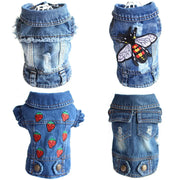 Casual Denim Vest Jacket For Cats