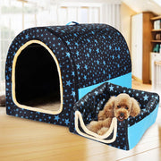 Star Print Foldable Pet House Bed