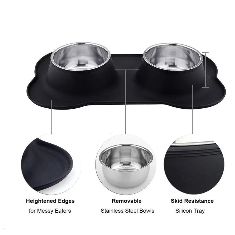 No Spill Stainless Double Pet Bowl