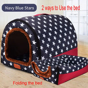 Star Print Foldable Pet House Bed