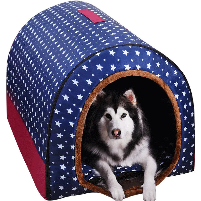Star Print Foldable Pet House Bed