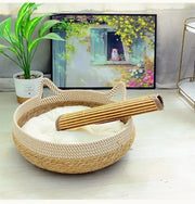Woven Rattan Summer Cat Sleeping Bed