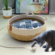 Woven Rattan Summer Cat Sleeping Bed