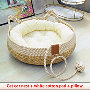 Woven Rattan Summer Cat Sleeping Bed