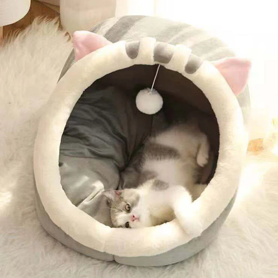 Semi Closed Warm Cat Nest Bed