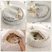 Round Plush Cave Bed For Cats