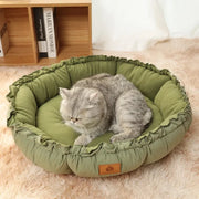Round Plush Basket Bed For Pets