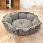 Round Plush Basket Bed For Pets