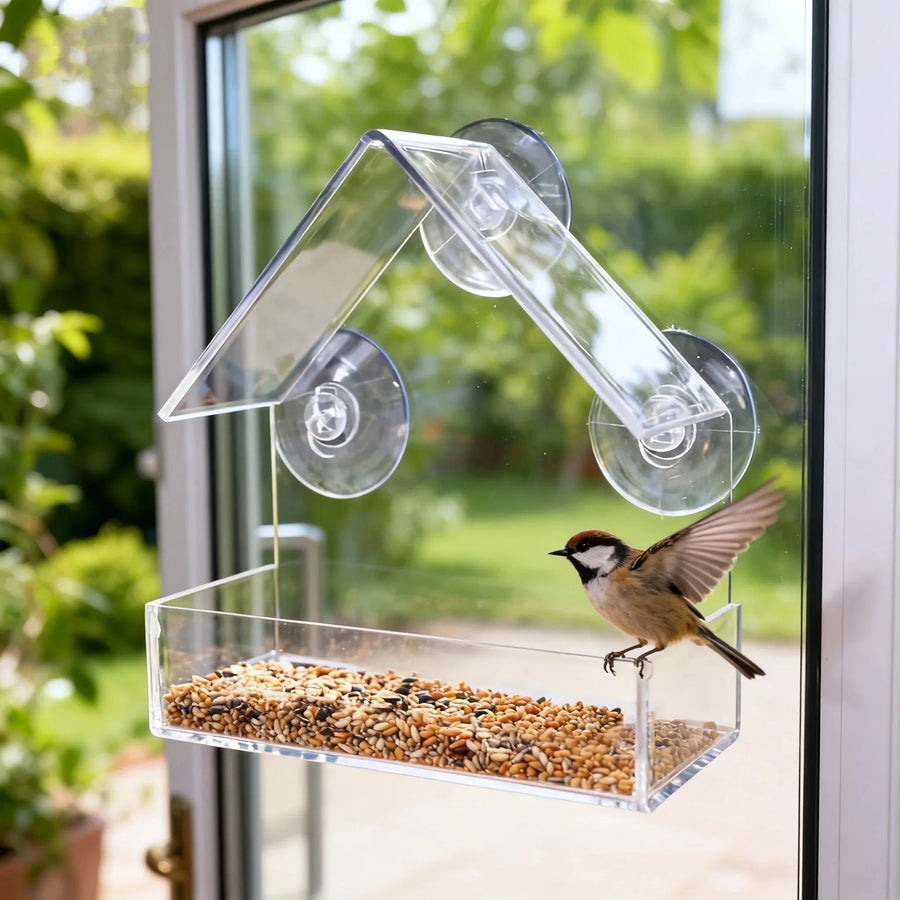Clear Acrylic Window Bird Feeder