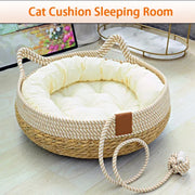 Woven Rattan Summer Cat Sleeping Bed