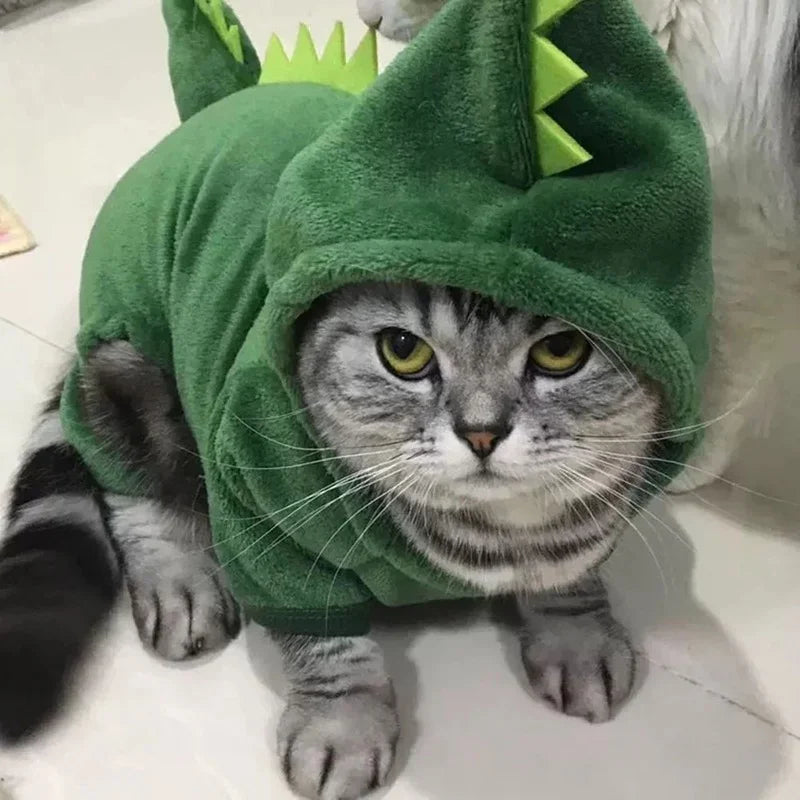 Dinosaur Fleece Hoodie For Cats Dogs