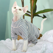 Green Striped Jumpsuit For Sphynx Cats