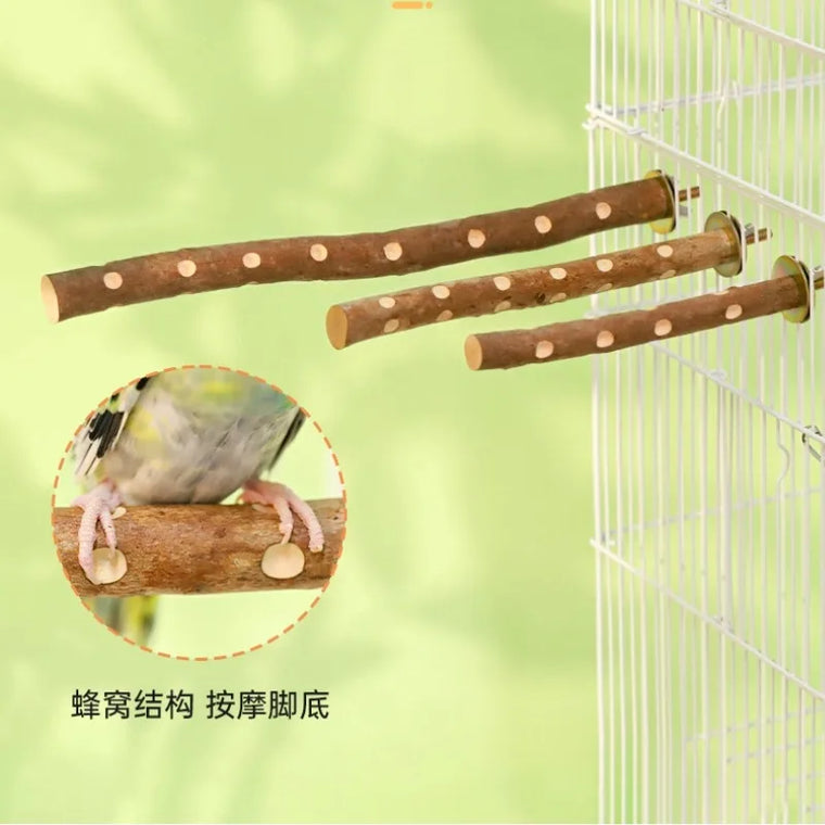Natural Wood Bird Perch Stand