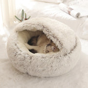 Round Plush Cave Bed For Cats