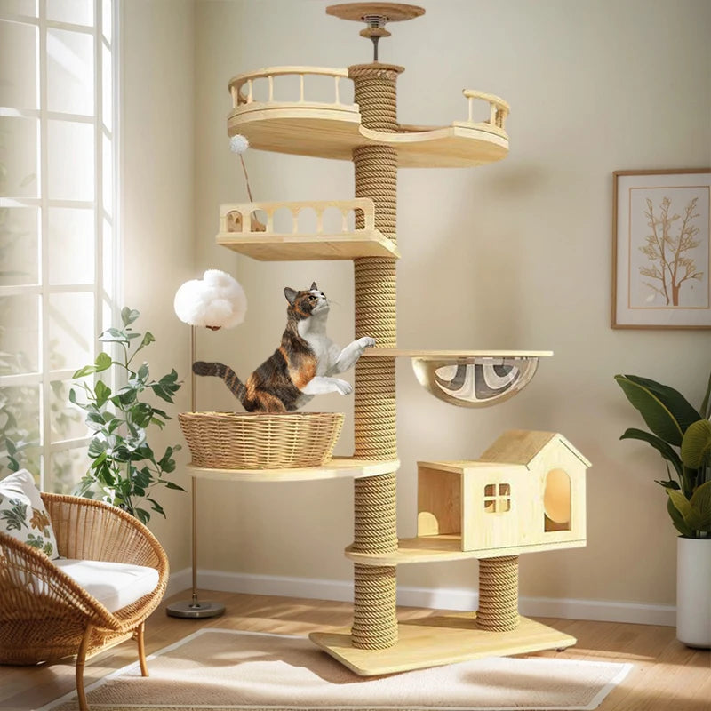 Solid Wood Cat Tree Tower