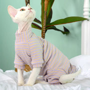 Green Striped Jumpsuit For Sphynx Cats