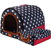 Star Print Foldable Pet House Bed