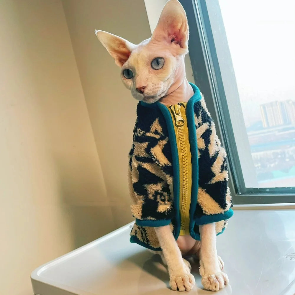 Green Zipper Jacket For Sphynx Cats