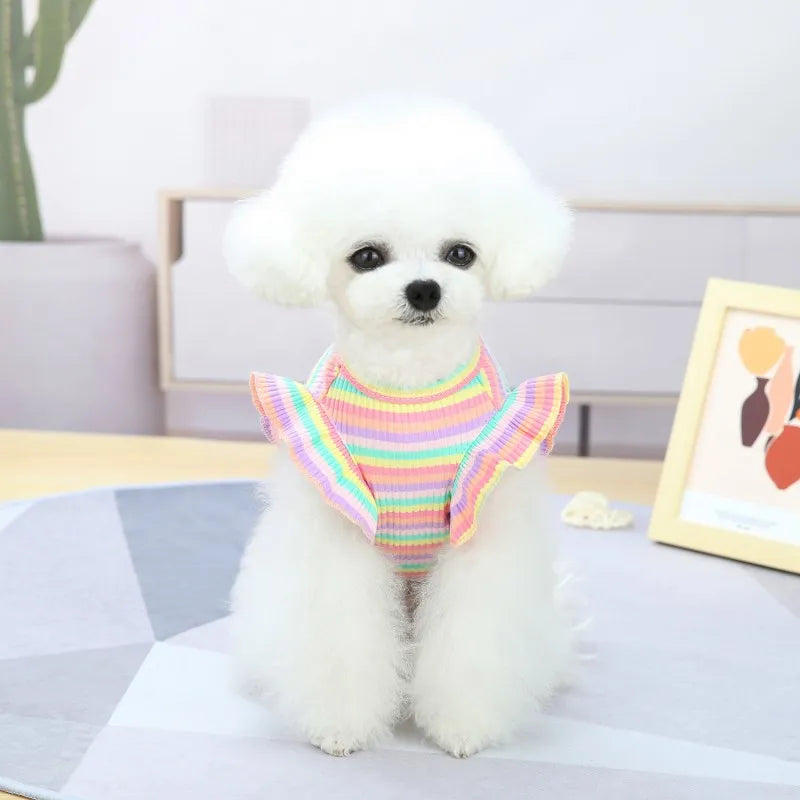 Ruffle Striped Party Dress For Pets