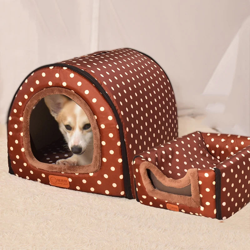 Star Print Foldable Pet House Bed