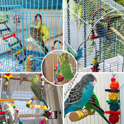 Seven Piece Wooden Bird Toy Set