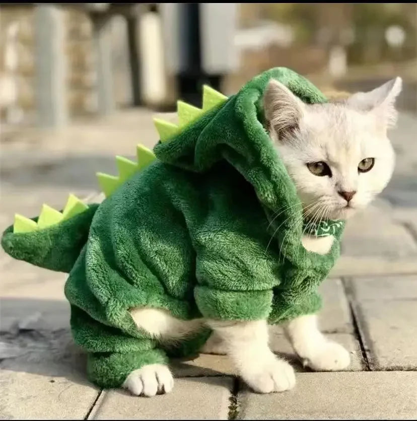 Dinosaur Fleece Hoodie For Cats Dogs