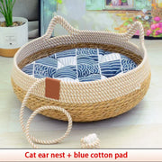 Woven Rattan Summer Cat Sleeping Bed