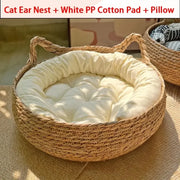 Woven Rattan Summer Cat Sleeping Bed