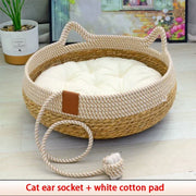 Woven Rattan Summer Cat Sleeping Bed