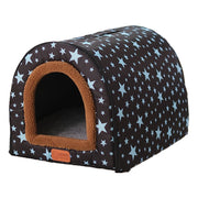 Star Print Foldable Pet House Bed