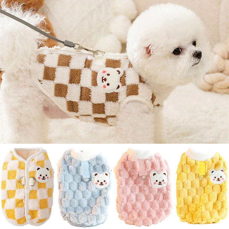 Bear Print Plush Pet Sweater Jacket