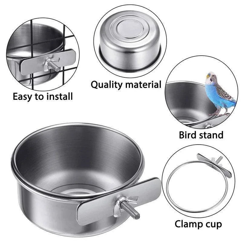 Stainless Steel Parrot Feeder Cup